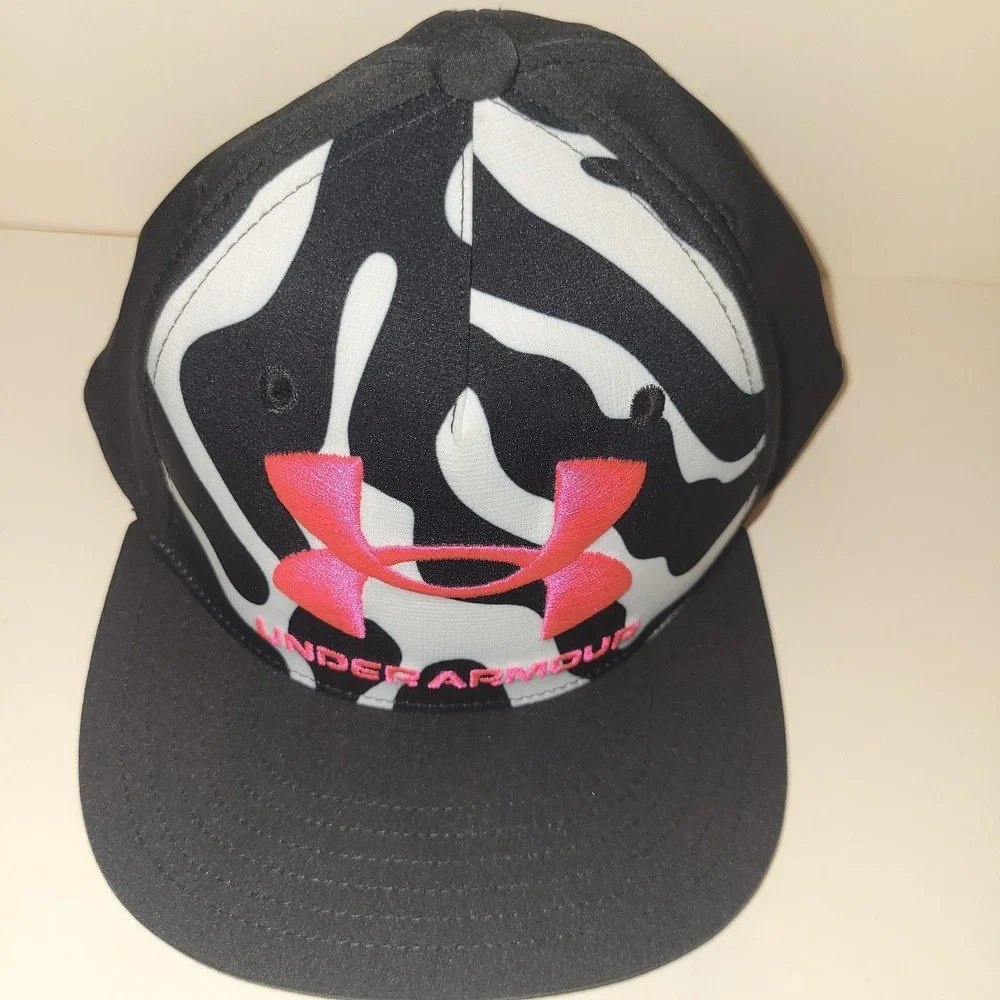 Under‎ Armour UA Flat Fit Snapback Hat Cap Youth OSFA Pink White Black